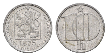 Чехословакия 10 геллеров 1975 KM 80 алюминий 192-126