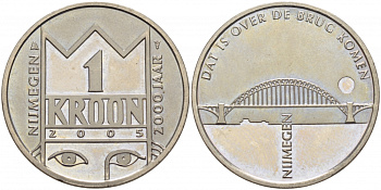 НИДЕРЛАНДЫ ЖЕТОН, 1 КРООН 2005 СЕРИЯ ГОЛЛАНДСКИЕ ГОРОДА,ПРОВИНЦИЯ ГЕЛЬДЕРЛЭНД, 2000 ЛЕТ НОЙМЕГЕН медно-никель UNC 3896-412