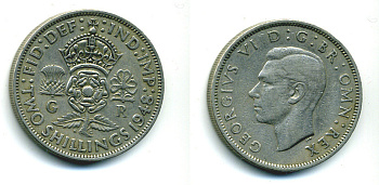 Великобритания 2 шиллинга (флорин) 1948 Георг VI (1936-1952) KM 865, Spink 4102 медно-никель 89-1615