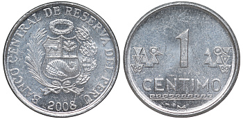Перу 1 сентимо 2008 LIMA KM 303.4a алюминий aUNC 4189-1025