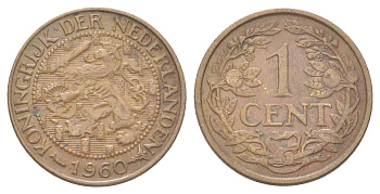 Суринам 1 цент 1960 KM 10a бронза aUNC 4625-357