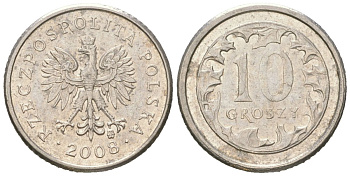 Польша 10 грошей 2008 MW Y 279 медно-никель aUNC 4618-141