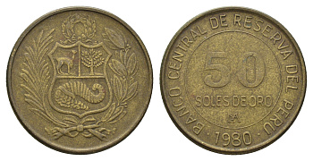 Перу 50 солей 1980 KM 273 алюминиевая бронза 4141-1122