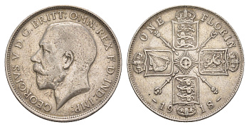 Великобритания 1 флорин = 2 шиллинга 1918 Георг V (1910-1936) KM 817, Spink 4012 серебро 1520-1413