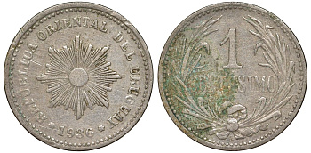 Уругвай 1 сентесимо 1936 KM 19 медно-никель 4588-749
