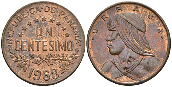 Панама 1 сентесимо 1968  KM 22 бронза  aUNC  4609-818