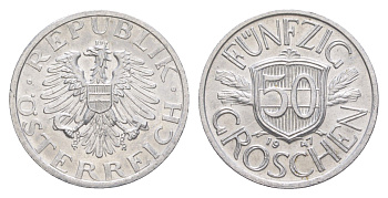 Австрия 50 грошей 1947 KM 2870 алюминий UNC 4136-327