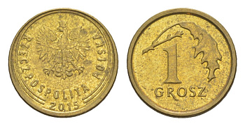 Польша 1 грош 2015 Y 923 сталь плакированная латунью UNC 4625-122