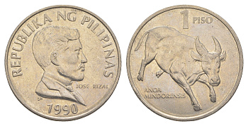 Филиппины 1 писо 1990 KM 243.1 медно-никель UNC 4635-1132