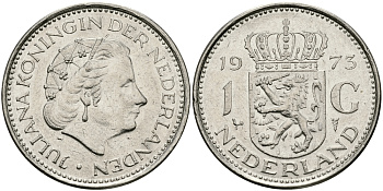 Нидерланды 1 гульден 1973 Юлиана (1948-1980) KM 184a никель 94-634