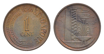Сингапур 1 цент 1969 KM 1 бронза 4640-627