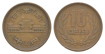 Япония 10 йен 1960 Yr. 35 Y 73a бронза 4622-622