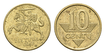Литва 10 центов (сентов) 2008 KM 106 никель латунь 4689-1128