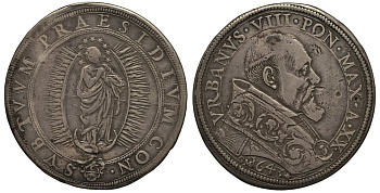 Ватикан 1 пиастр 1643 Урбан VIII, Дева Мария Dav. 4057, Muntoni 31 серебро 10-005-42