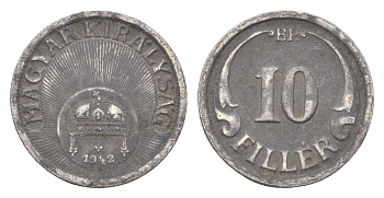 Венгрия 10 филлеров 1942 BP KM 507a железо 4665-744