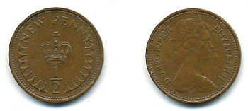 Великобритания 1/2 пенни 1971 Елизавета II (1952-2022) КМ 914, Spink 4239 бронза 4110-1632