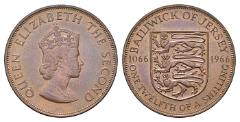 Джерси 1/12 шиллинга 1966 900 лет битве при Гастингсе KM 26 бронза 4634-422