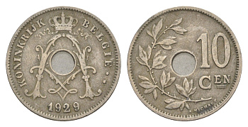 Бельгия 10 сантимов 1929 Belgie, Альберт I (1909-1934) KM 86 медно-никель 4640-1234