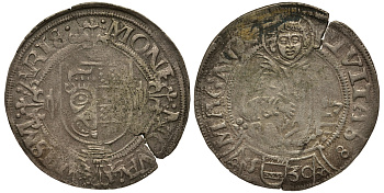 Висмар, Мекленбург 2 шиллинга 1530 Grimm 215, Kunzel 44B/A серебро 413-1745