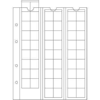 Лист в альбом 'Optima' для монет, на 54 ячейки. 315033