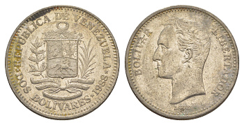 Венесуэла 2 боливара 1988 Симон Боливар Y 43 никель 4599-1241