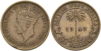 Британская Западная Африка 1 шиллинг 1949 Георг VI (1937-1952) KM 28 никель латунь 4589-734