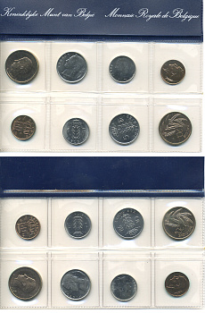 Бельгия  набор из 8 монет 1980 Belgie-Belgique, официальный государственный набор в запайке KM SS 16 UNC  00-00