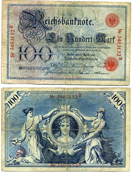 Германия 100 марок 1903 серия B Pick 22 a, Розенберг 20  бумага   8619-36-1-1