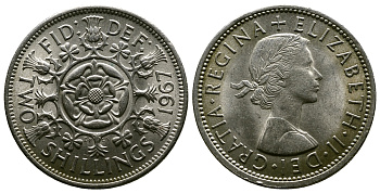 Великобритания 2 шиллинга (флорин) 1967 Елизавета II (1952-2022) KM 906, Spink 4146 медно-никель 4382-741