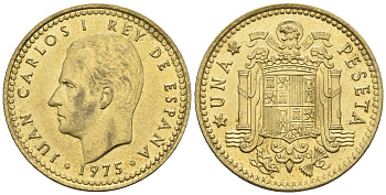 Испания 1 песета 1975 (80) Хуан Карлос I (1975-2014) KM 806 алюминиевая бронза 54-1027