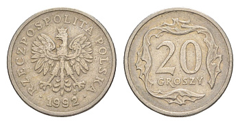 Польша 20 грошей 1992 Y 280 медно-никель 4625-1244