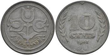 Нидерланды  10 центов 1941 KM 173 цинк 4132-321
