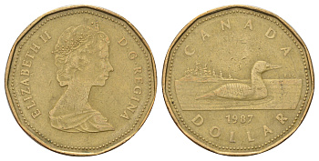 Канада 1 доллар 1987 Елизавета II (1952-2022), утка KM 157 никель плакированный алюминиевой бронзой 4688-424
