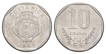 Коста-Рика 10 колонов 1985 KM 215.2 нержавеющая сталь 4646-247