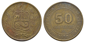 Перу 50 солей 1980 KM 273 алюминиевая бронза 4141-1234
