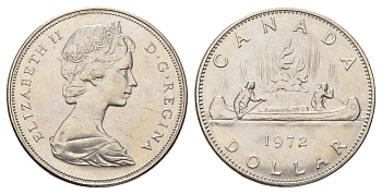Канада 1 доллар 1972 Елизавета II (1952-2022), каноэ KM 76.1 никель 4565-916
