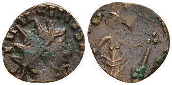 Римская Империя, императоры в Галлии антониниан 272 Тетрик, IMP C TETRICVS P F AVG, бюст императора / PAX AVG, Пация, персонификация Мира, локальная чеканка в Галлии RIC 100 биллон 1073-25-57