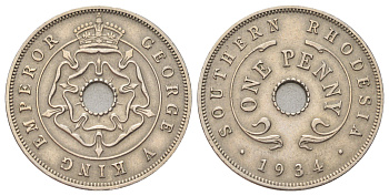 Южная Родезия 1 пенни 1934 KM 7 медно-никель 63-445