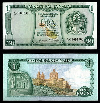 Мальта 1 лира 1967 (1973) Pick 31 b бумага 2198-20-2-2