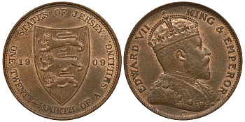 Джерси 1/24 шиллинга 1909 Эдуард VII (1901-1910) KM 9 бронза aUNC 650-421