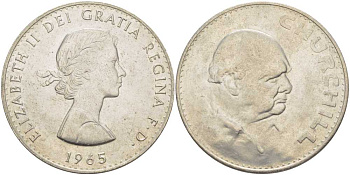 Великобритания 1 крона (5 шиллингов) 1965 Уинстон Черчилль, Елизавета II (1952-2022) KM 910, Spink 4144 медно-никель 37-535