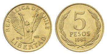 Чили 5 песо 1982 KM 217 никель латунь UNC 4674-1018