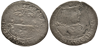 Польша, Эльблонг 6 грошей (шостак) 1659 Карл X Густав Шведский (1654-1660), вес 3,23 г KM 73 серебро 00-000-00