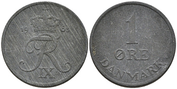 ДАНИЯ 1 ЭРЕ 1963 С; S, ФРЕДЕРИК IX (1947-1972) KM 839.2 цинк 4564-1143
