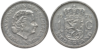 Нидерланды 1 гульден 1978 Юлиана (1948-1980) KM 184a никель 4681-424