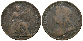 Великобритания 1/2 пенни 1895 Виктория (1837-1901) KM 789, Spink 3962 бронза 08-716