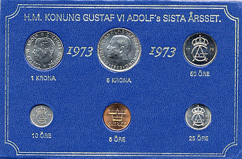 ШВЕЦИЯ НАБОР ИЗ 6 МОНЕТ 1973 04-062-208