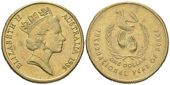 Австралия 1 доллар 1986 Международный год мира KM 87 алюминиевая бронза UNC 4620-714