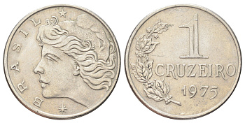 Бразилия 1 крузейро 1975 KM 581a медно-никель 4646-913