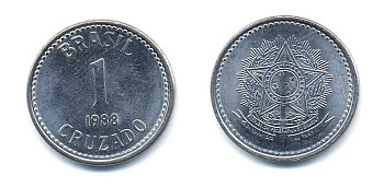 Бразилия 1 крузадо 1988 KM 605 нержавеющая сталь aUNC 76-737